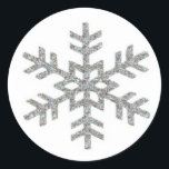 Flocon Runder Aufkleber<br><div class="desc">Schneeflocke</div>
