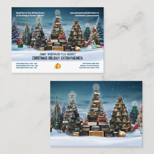 Flohmarkt Weihnachtssaison Business Card Visitenkarte (Vorne/Hinten)