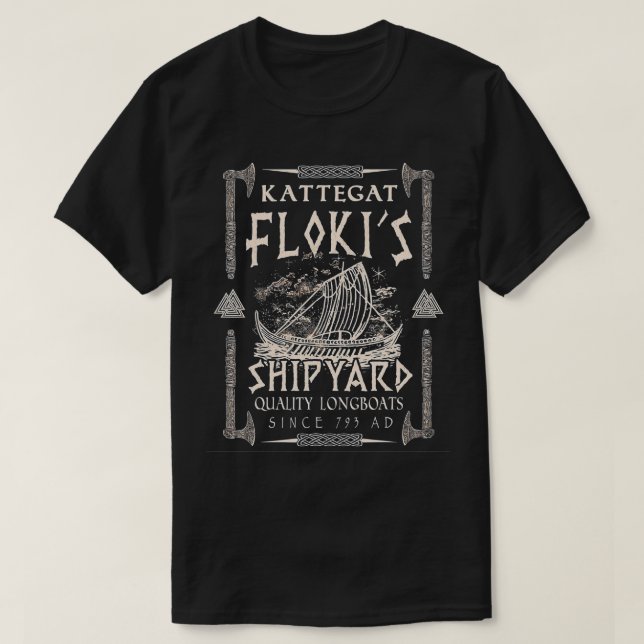 Flokis Shipyard Kattegat Viking Ship Valknut Gesch T-Shirt (Design vorne)