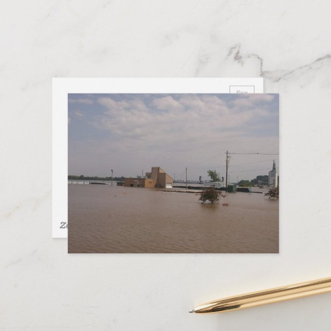floodwaters in Burlington, Iowa 2019 Postkarte (Vorderseite/Rückseite Beispiel)