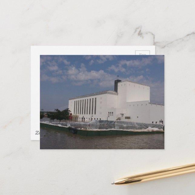 floodwaters in Burlington, Iowa broken barricades Postkarte (Vorderseite/Rückseite Beispiel)