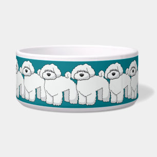 Floofy White Puppy Pattern Aquamarin Napf