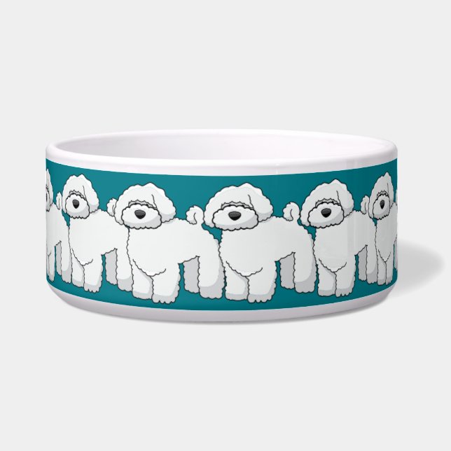 Floofy White Puppy Pattern Aquamarin Napf (Vorderseite)