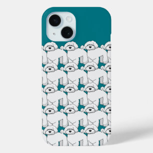 Floofy White Puppy Pattern auf Aquamarin Case-Mate iPhone Hülle