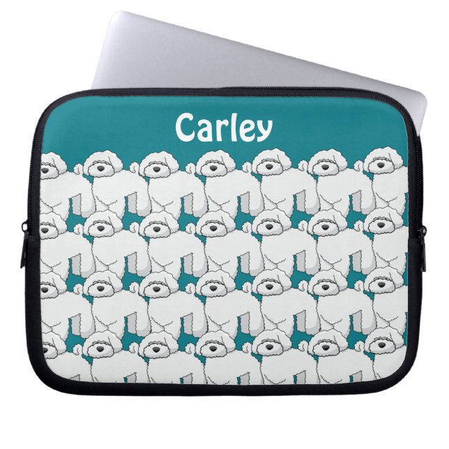 Floofy White Puppy Pattern Personalisiert Laptopschutzhülle (Vorderseite)