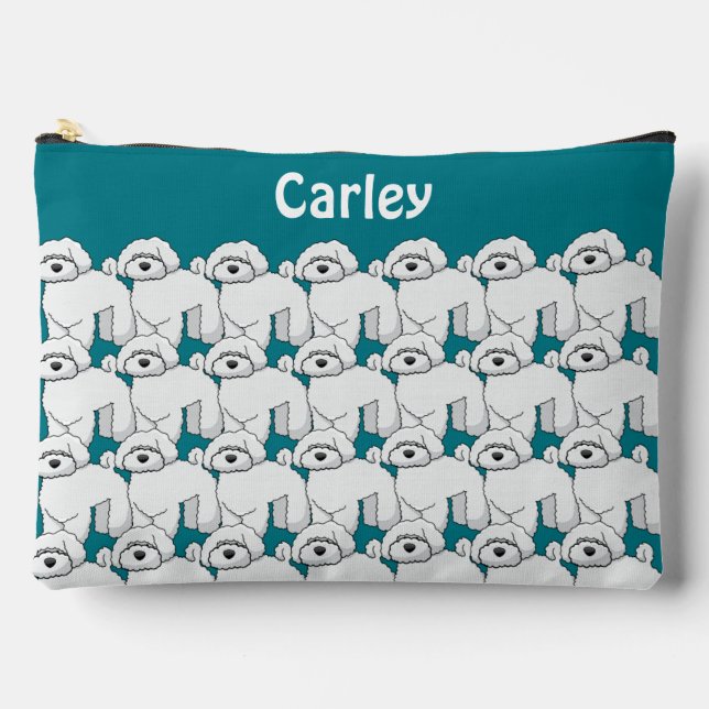 Floofy White Puppy Pattern Personalisiert Zubehörtasche (Vorderseite)