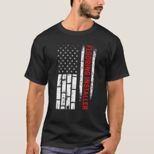 Floor Installer Contractor USA Flag Floor Insta T-Shirt