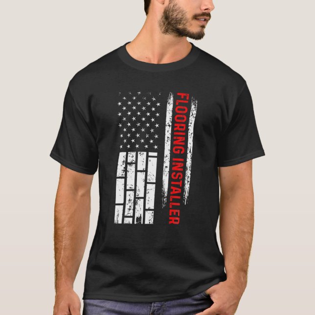 Floor Installer Contractor USA Flag Floor Insta T-Shirt (Vorderseite)