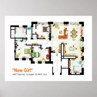 Floorplan der Dachwohnung von NEW GIRL Poster