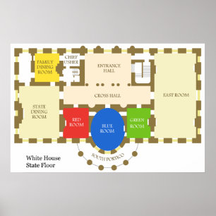 Floorplan of The White House State Floor Diagram Poster