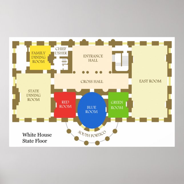 Floorplan of The White House State Floor Diagram Poster (Vorne)