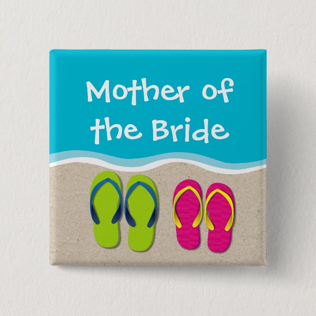 Flop-Hochzeit auf dem Beach-Brautparty-Button Umge Button (Vorderseite)