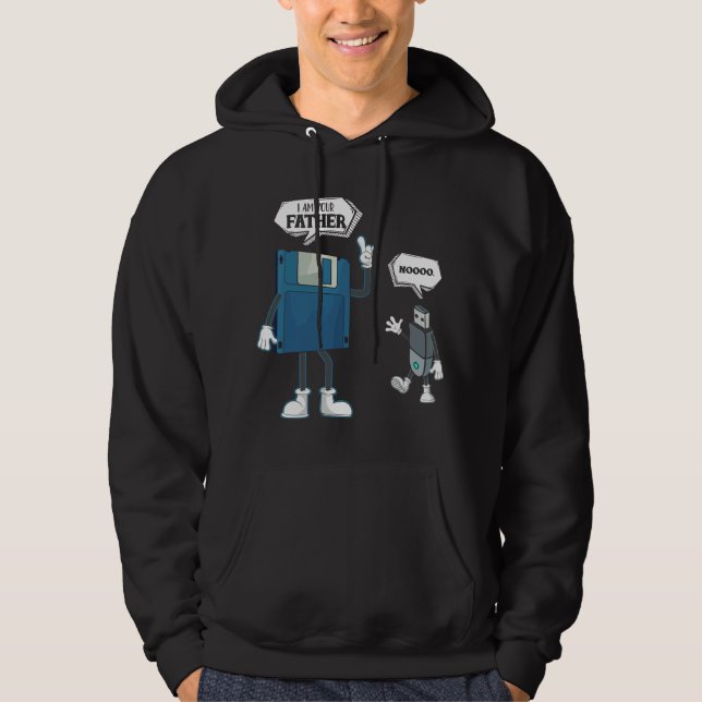 Floppy Disc USB Father And Son Funny Nerd Geek Com Hoodie (Vorderseite)