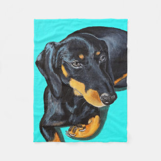 Floppy the Miniature Dackel Painting Fleecedecke