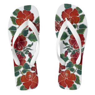 Flops kippen - Blüten des roten Hibiskus Flip Flops