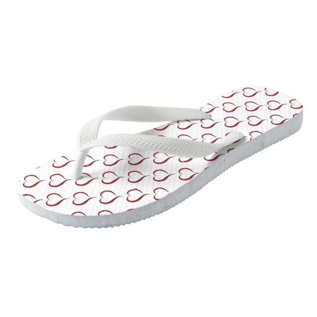 Flops kippen/rote Herzen Flip Flops (Schrägansicht)