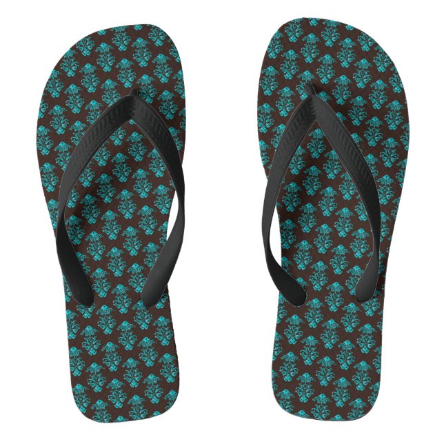 Flops kippen/TürkisDamast Flip Flops (Fußbett)