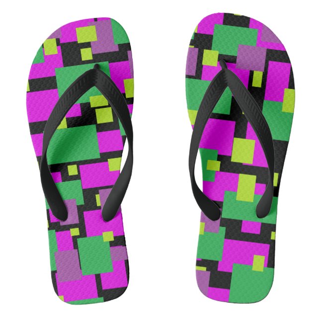 Flops mit grün und Lila geometrisch drucken Flip Flops (Fußbett)