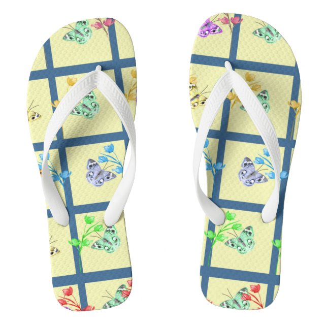 Flops mit Schmetterlingsdesign in Gelb kippen Flip Flops (Fußbett)