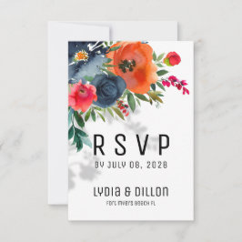 Flor Abundance Wedding RSVP Mail Back Card Ankündigung