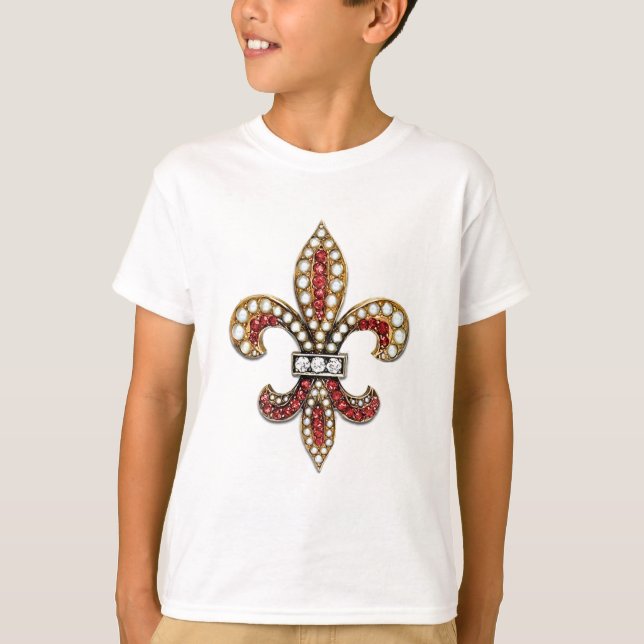 Flor De Lis Lilie Jewel New Orleans T-Shirt (Vorderseite)