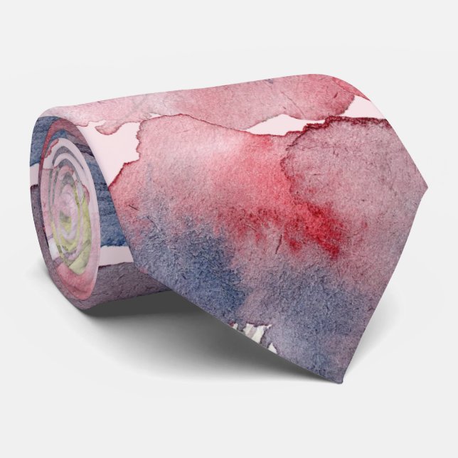 Flor ever Blush Navy Wasserfarbe gestrichen Hochze Krawatte (Gerollt)