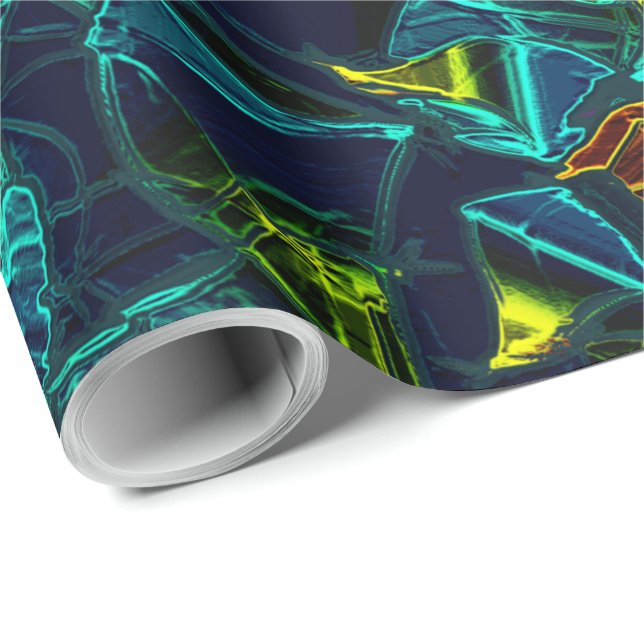 Flor virtual em azul gradiente, estilhaçada geschenkpapier (Rolleneckpunkt)