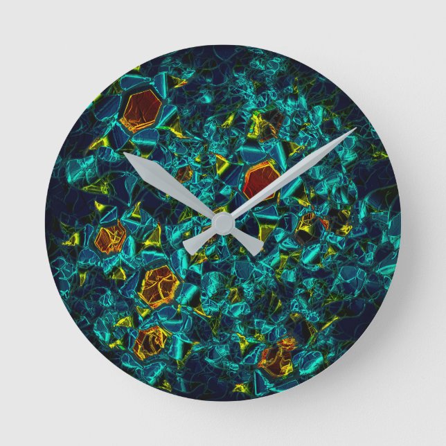 Flor virtual em azul gradiente, estilhaçada runde wanduhr (Vorderseite)