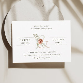 Flora Ampersand Elegante Hochzeit im Wasserfall Einladung