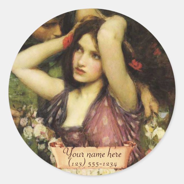 "Flora and the Zephyrs" Pre-Raphaelite-Buchzeichen Runder Aufkleber (Vorderseite)
