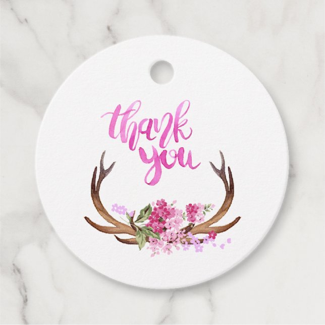 Flora-Antler für Wasserfarben Vielen Dank, individ Geschenkanhänger (Vorderseite)