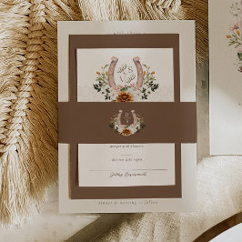 Flora-boho-Western Horseshoe Monogramm Einladungsbanderole