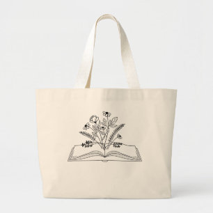 Flora Book Boho Line Art Jumbo Stoffbeutel