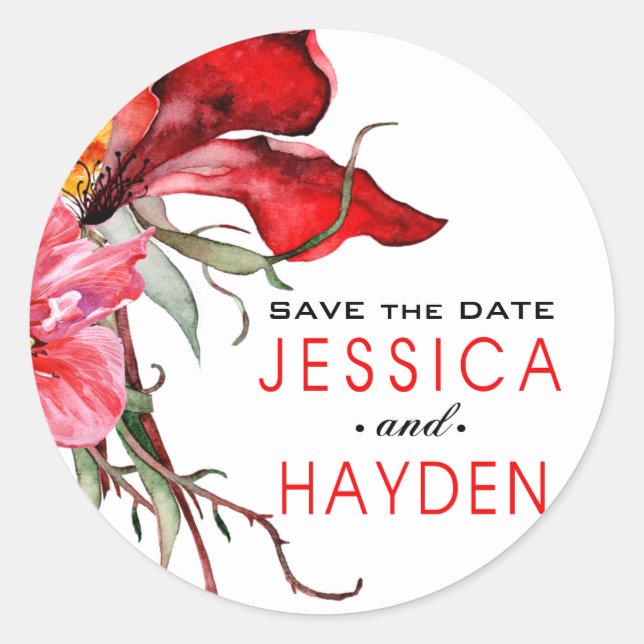 Flora Botanica Bold Blume Runder Aufkleber (Vorderseite)