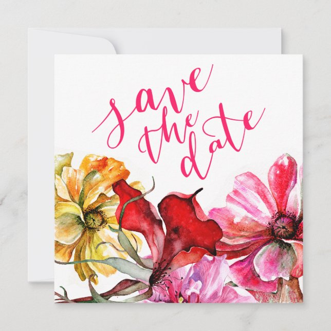 Flora Botanica Wasserfarbe Save the Date (Vorderseite)