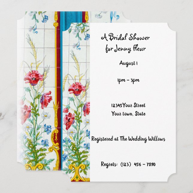 Flora Bridal Dusche Einladung (Vorne/Hinten)