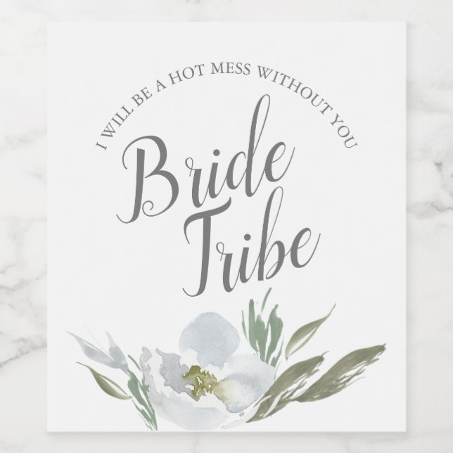 Flora-Bridesmaid-Label für Wasserfarben Weinetikett (Einzelnes Label)