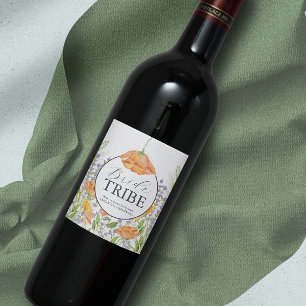 Flora-Bridesmaid-Label für Wasserfarben Weinetikett