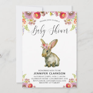 Flora Bunny Baby Dusche Einladung