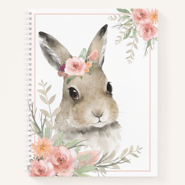 Flora Bunny Rabbit Woodland Tier Notizbuch (Vorderseite)