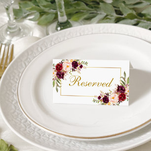 Flora-Burgundy-Gold-Hochzeit reserviert Platzkarte