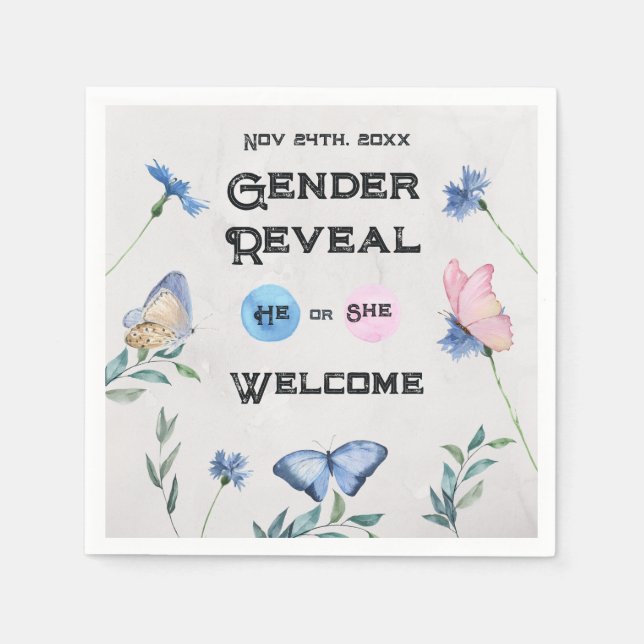 Flora-Butterfly-Verschlusskarte für Wasserfarben Serviette (Vorderseite)