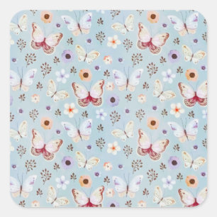 Flora-Butterfly-Weide Quadratischer Aufkleber