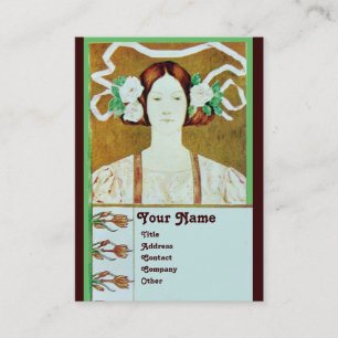 FLORA/DAME MIT MONOGRAMM WEISSEN ROSEN VISITENKARTE