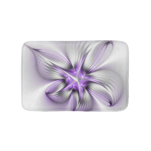 Flora Elegante Modernes Abstraktes Violett Fraktal Badematte