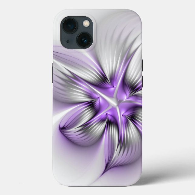 Flora Elegante Modernes Abstraktes Violett Fraktal Case-Mate iPhone Hülle (Rückseite)
