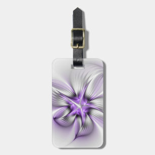 Flora Elegante Modernes Abstraktes Violett Fraktal Gepäckanhänger