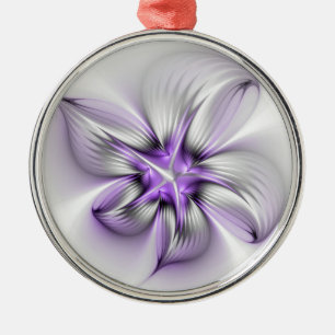 Flora Elegante Modernes Abstraktes Violett Fraktal Ornament Aus Metall