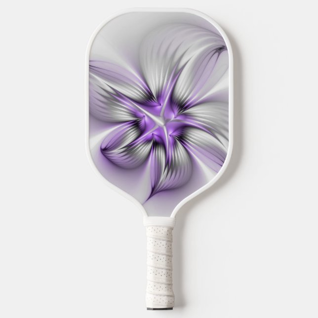 Flora Elegante Modernes Abstraktes Violett Fraktal Pickleball Schläger (Vorderseite)