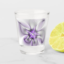 Flora Elegante Modernes Abstraktes Violett Fraktal Schnapsglas